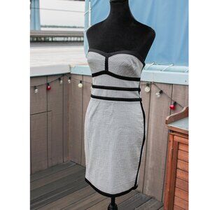 BEBE Vintage Inspired Pinstripe Strapless Cocktail Dress